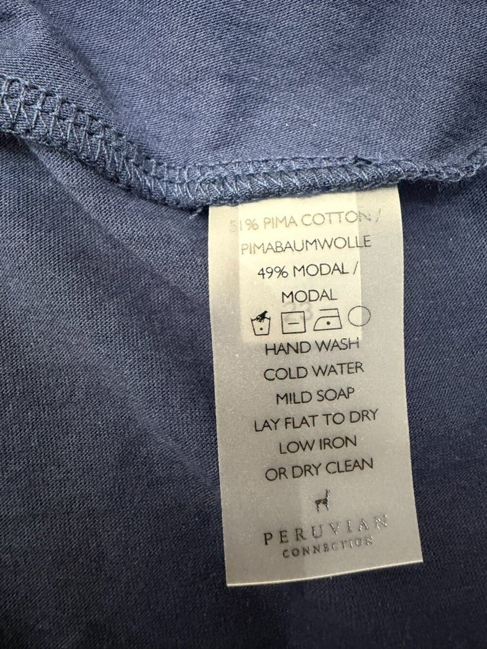 Peruvian‎ Connection NWOT Ariana Jersey Turtleneck Midi Dress Size S in Navy - Picture 10 of 10